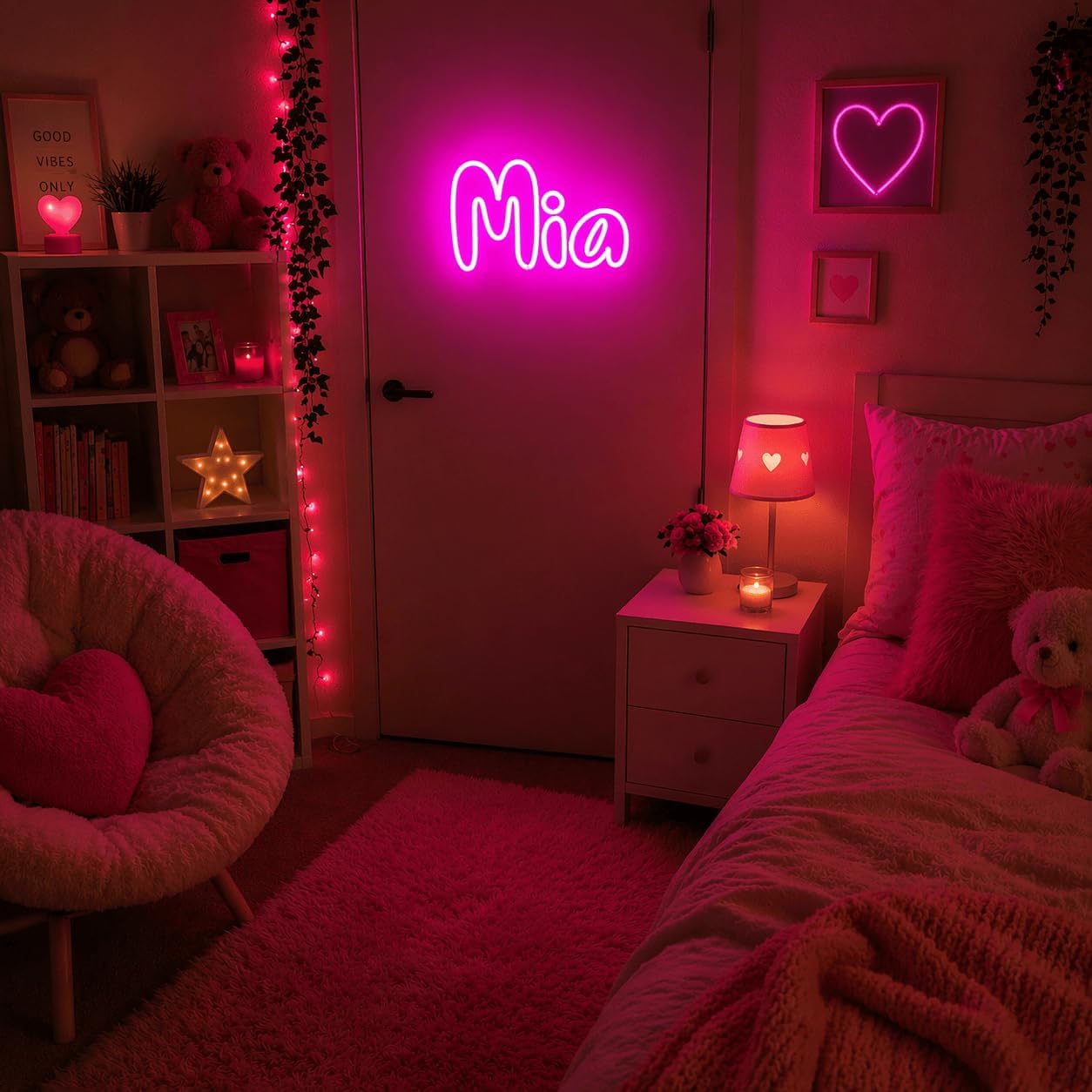 Mia Neon Sign, Mia Name Sign - Magenta LED Name Light, Adjustable Brightness, 11.8 x 7.9 Inches, Decorative Wall Light for Bedroom, Party, Baby Shower, and Event Backdrops (Mia - Magenta) image 5