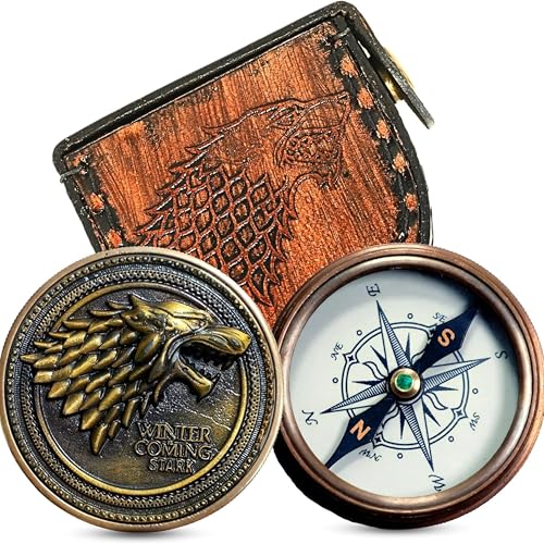 Brújula de Bolsillo Vintage de Latón con Estuche de Cuero