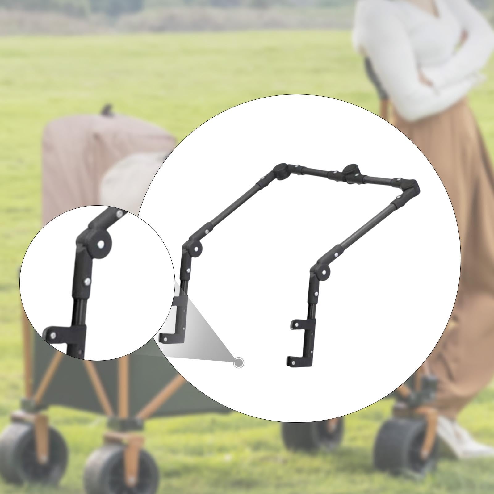 MagiDeal Poignée de Poussée Universel Pliable, Poignée de Chariot Utilitaire, Accessoires de Jardin, Barre de Traction Pliable, pour Poussette, Chariot de Transport, Noir