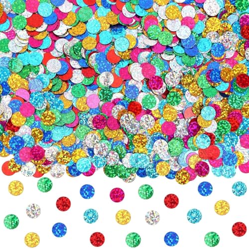 Confettis de Rond Multicolores, 60 g 1 cm Confettis à Paillettes Colorées Décoration de Carnaval, Confetti Métalliques pour Table Decoration, Papier en...