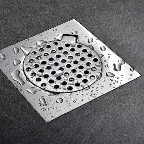D015 6" Super Odor-Resistan Floor Drain with Put Up Cover Bathroom Shower Floor Drain(Square Drainer)