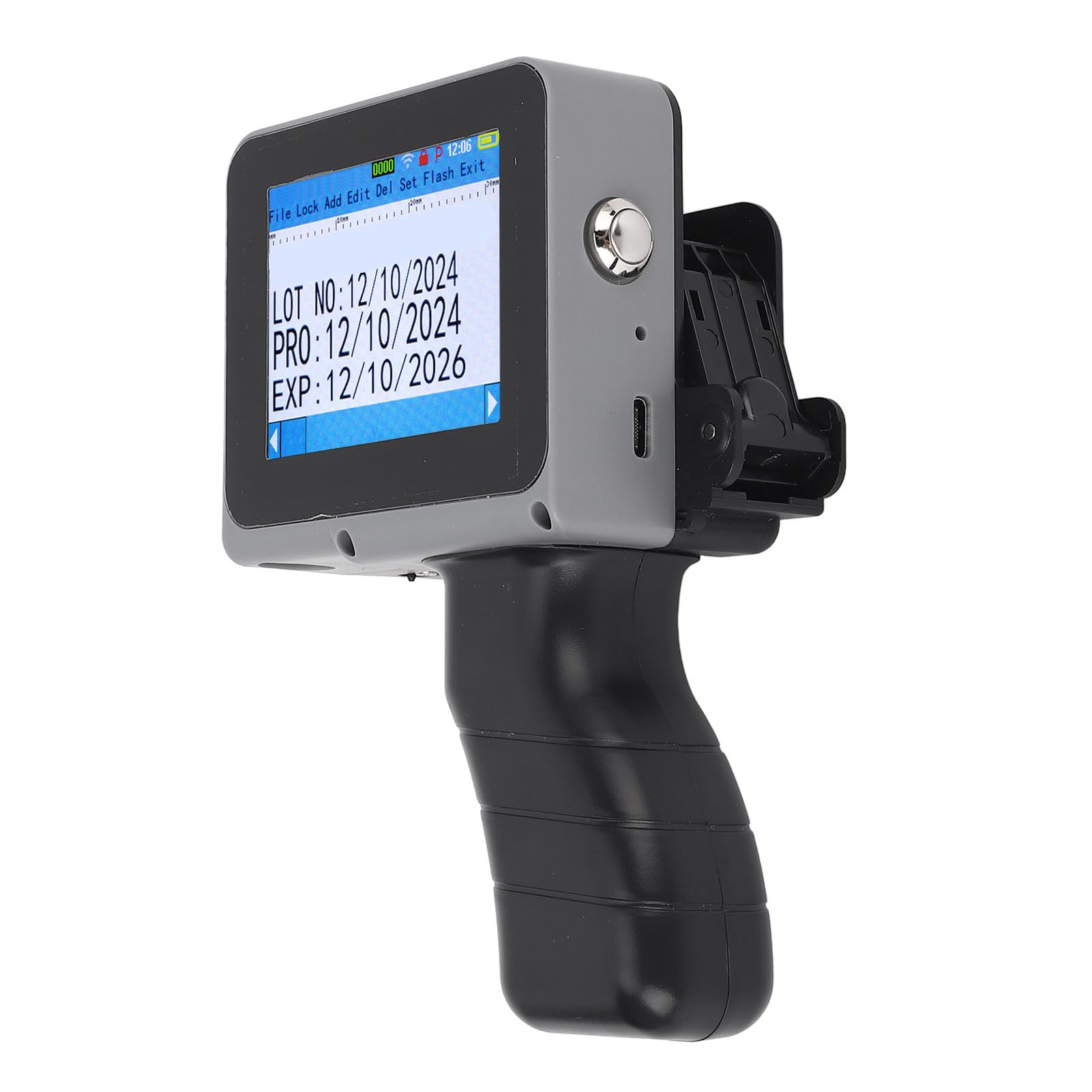 Walfront Handheld-Tintenstrahldruckerpistole, Tragbarer Mini-Tintenstrahldrucker mit HD-LED-Touchscreen für QR-Code- und Barcode-Druck, Ideal für die Verwendung von Text und Etiketten