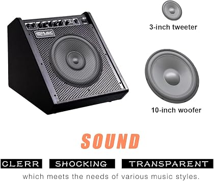 Coolmusic Electric Drum AMP 100-Watt Electronic Drum Amplifier DM100 Keyboard Speaker with Wireless Audio Connection, with 3-Band EQ and DI Out Black