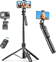Vista 1 de Trípode para selfie stick de 61 pulgadas, todo en uno, extensible con control remoto inalámbrico, rotación de 360° para iPhone y Android, grabación