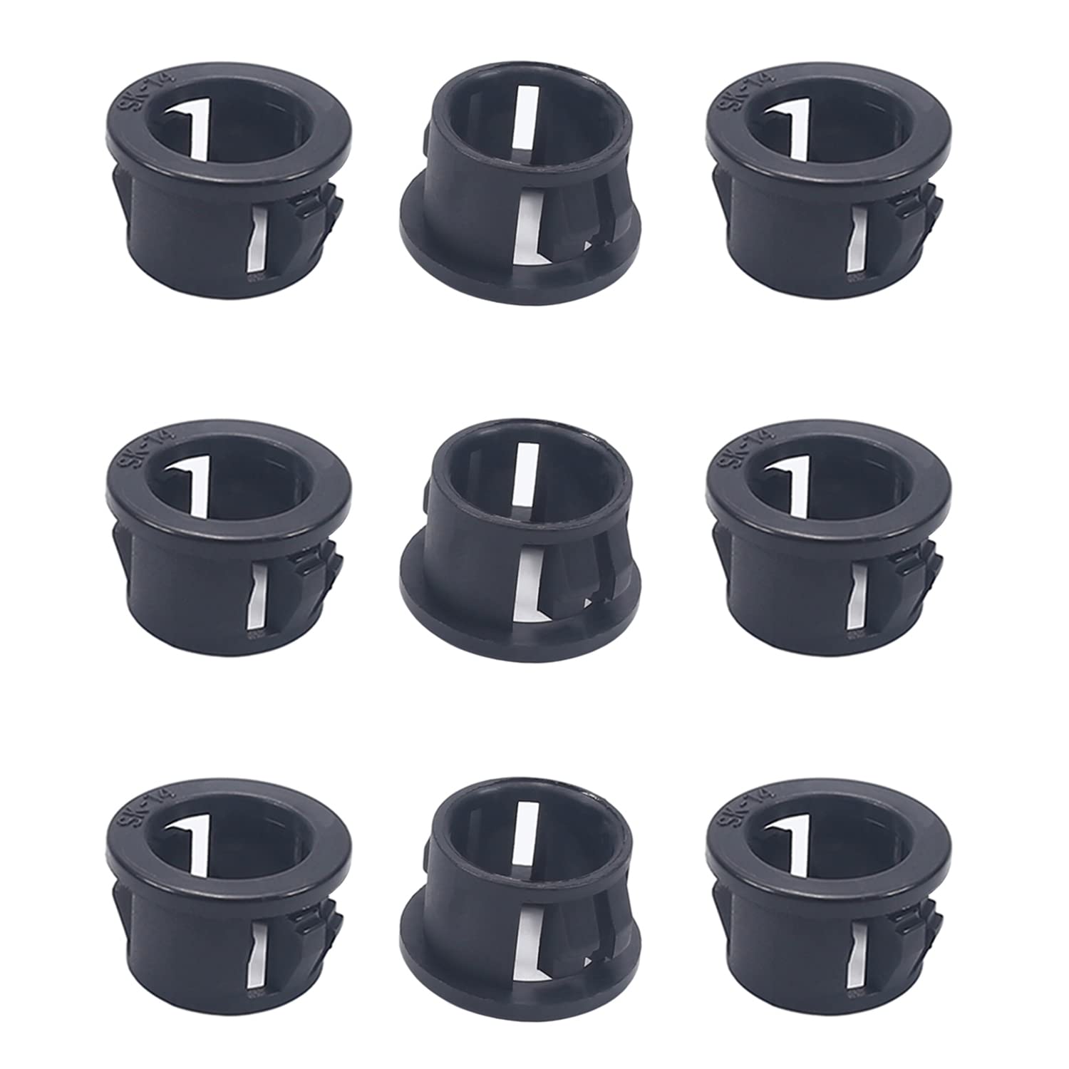 Bettomshin 20Pcs Black Snap Bushing 14mm/0.55" Mounting Dia Nylon Snap in Cable Hose Bushing Grommet Protectors SK-14 for Cable Snap Bushing Insulated Protection-image-24