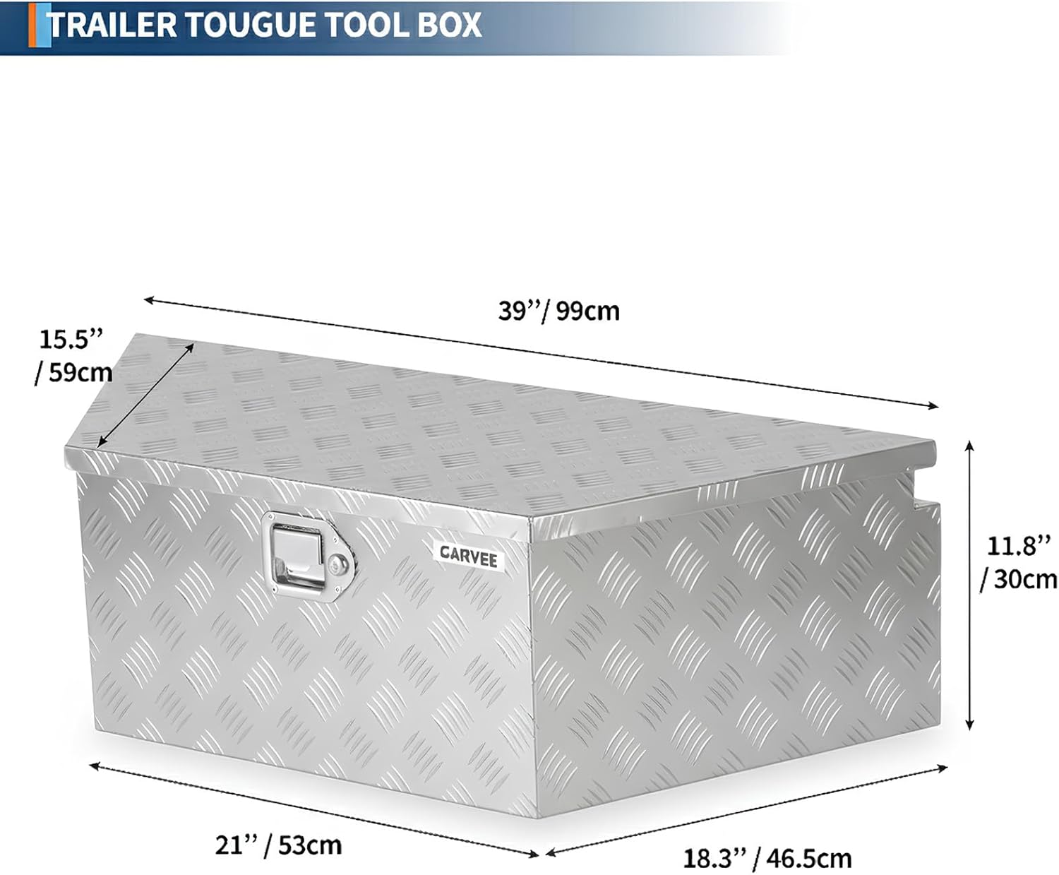 Garvee Heavy Duty Trailer Tongue Box with Lock & Keys, 39" x 16" x 12" Steel Tool Chest Storage Organizer for Utility Trailer, Pickup Truck Bed, RV, SUV and Off-Road Vehicle, Silver