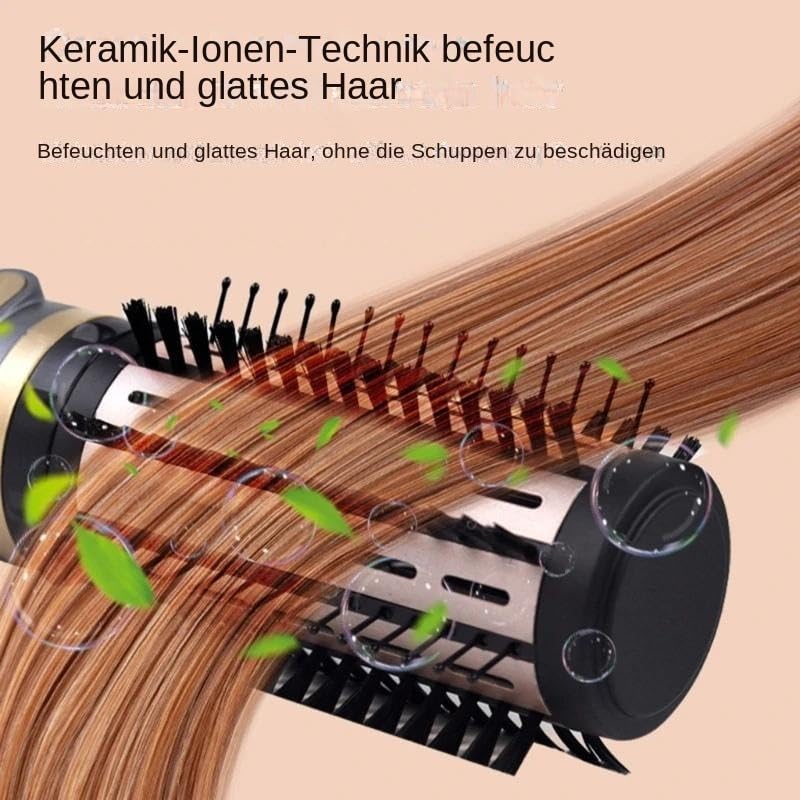 Praktischer, Rotierender Haartrockner Bürste In Rosa Mit Zwei Abnehmbaren Bürsten Größen Für Alle Haartypen Und Stylings Möglichkeiten