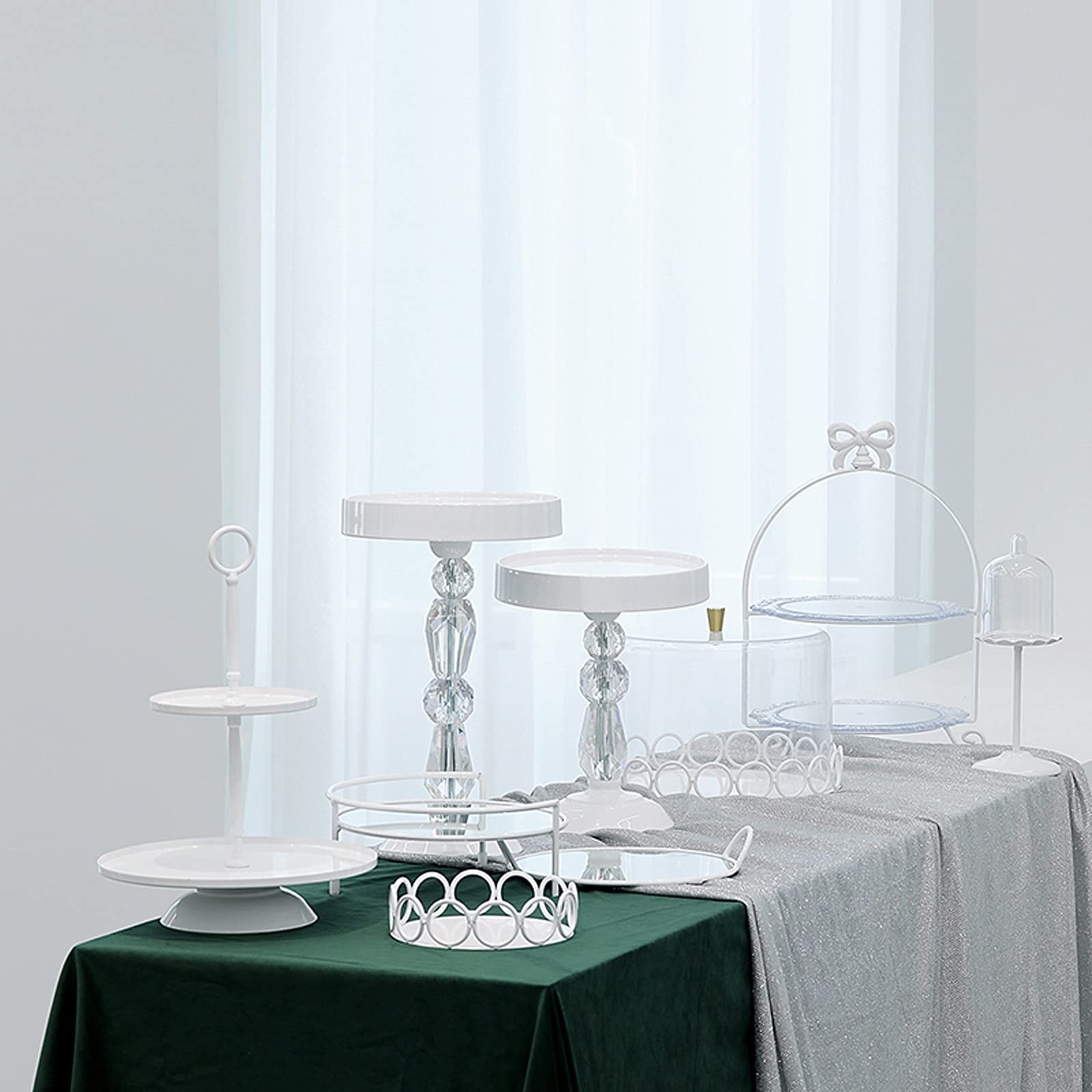Présentoir à Gâteau Support de gâteau à gâteaux blancs Multi-usage Affichage du gâteau de fer rond dessert Table de mariage fête d'anniversaire mariage de l'après-midi Thé Pâtisserie Stand de Gâteaux