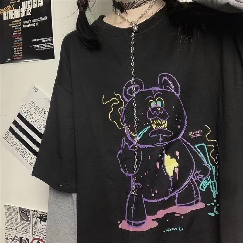 Harajuku Anime Monster Girl Blouse Gothic Top Girl Teen Punk Y2k Oversized Pullover Jumper Clothes Japanese Streetwear3