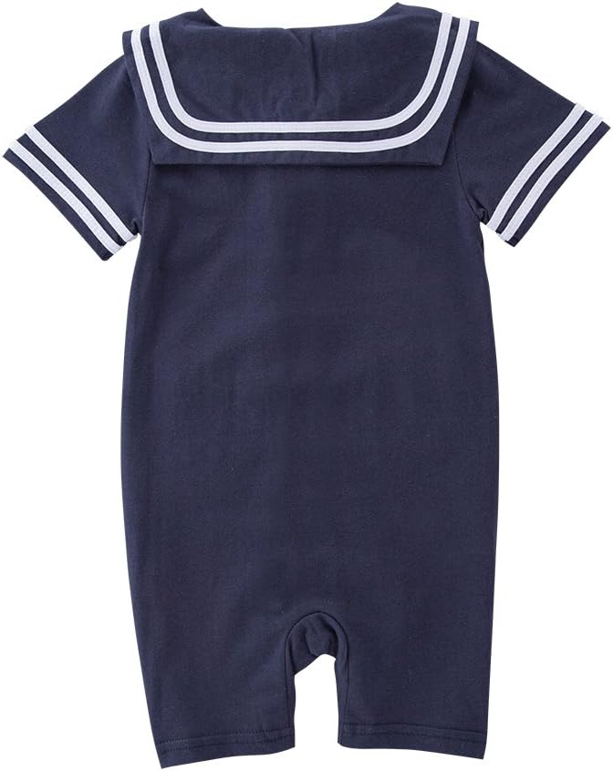 May's Baby Toddler Boys Sailor Stripe Romper Marine Navy Romper Outfit - Image 2