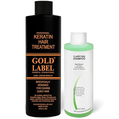Gold Label Professional Keratin Blowout Tratamiento 81fl oz con champĂş aclarante diseñado especĂficamente para tipos de cabello negro rizado Gold Label Professional Keratin Blowout Tratamiento 81fl oz con champĂş aclarante diseñado especĂficamente para tipos de cabello negro rizado
