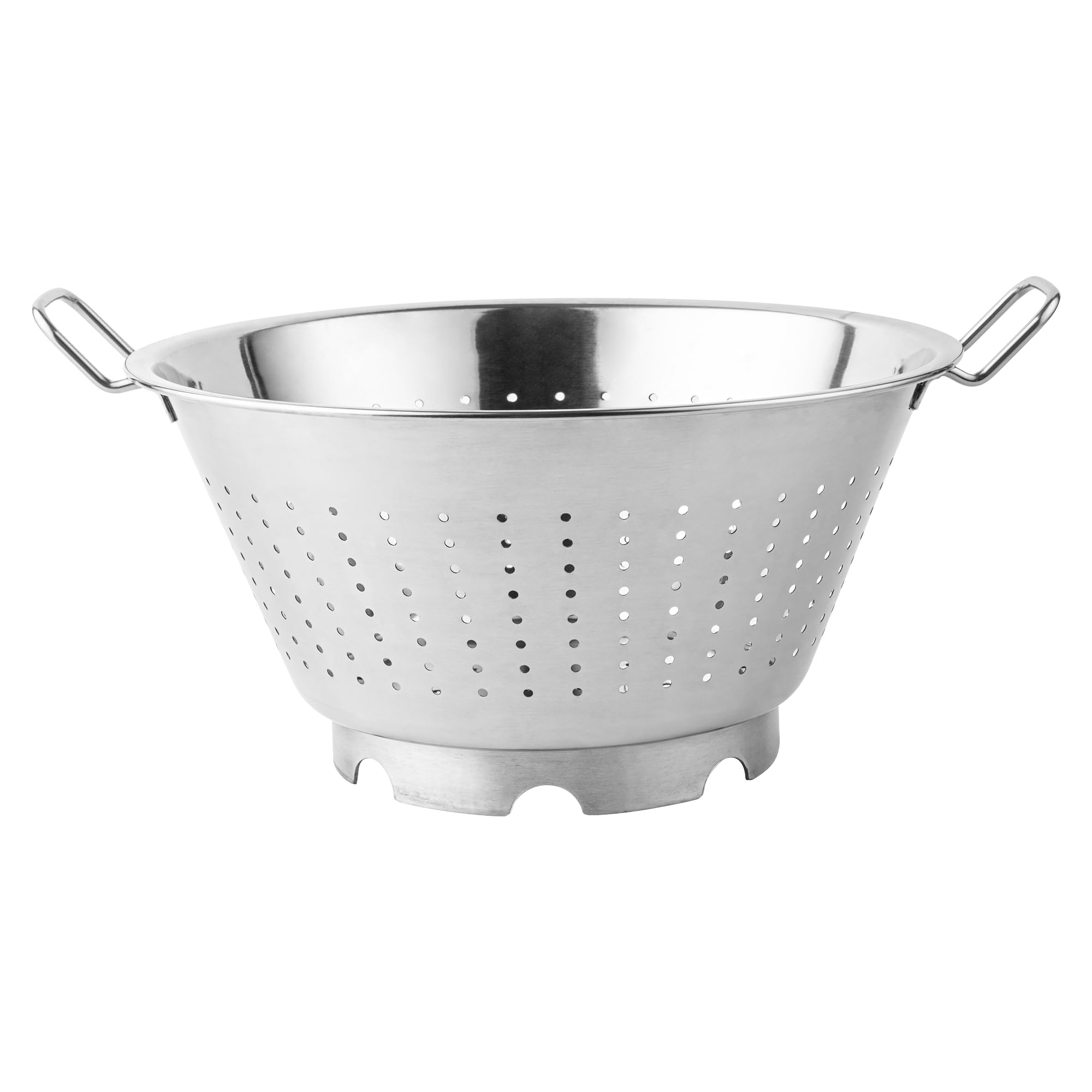Met Lux - Colador de cocina de estilo europeo de 17 x 14 x 8.5 pulgadas, con asas, base elevada, colador de pasta de acero inoxidable plateado para pasta y verduras 8