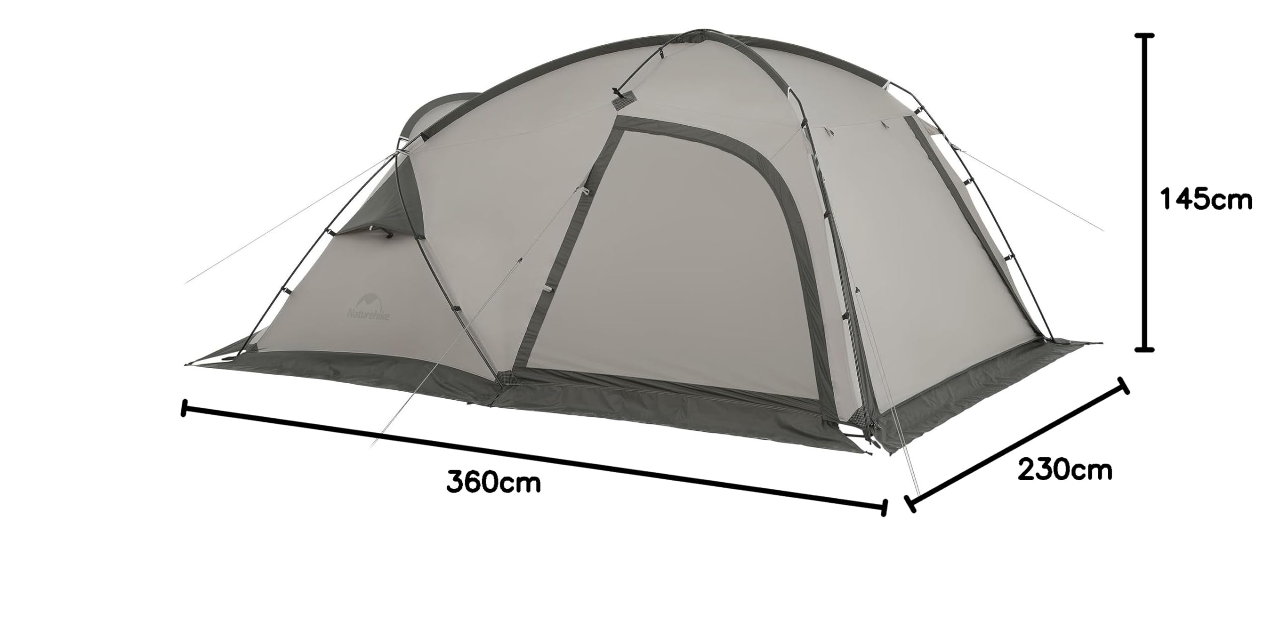 Naturehike Przestronny 2-osobowy namiot 7.5㎡ Lekki dwuwarstwowy namiot kempingowy Gorący namiot Z częścią mieszkalną Z otworem piecowym Szarozielony