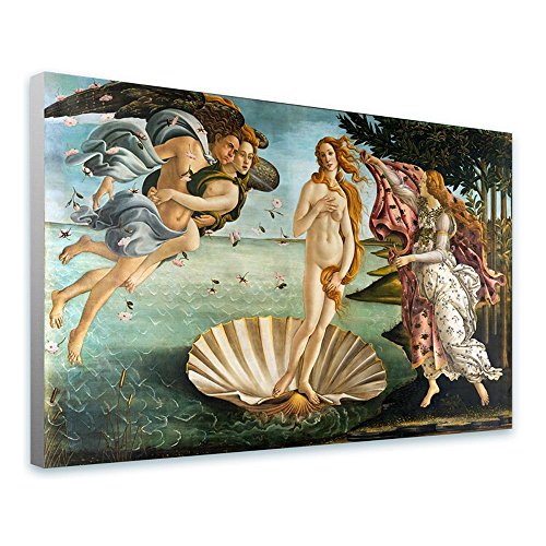 Alonline Art - The Birth Of Venus by Sandro Botticelli | print on 100% cotton canvas | Ready to frame (Rolled) | 39"x24" - 99x61cm | Wall art home decor for kitchen or for office | oil painting