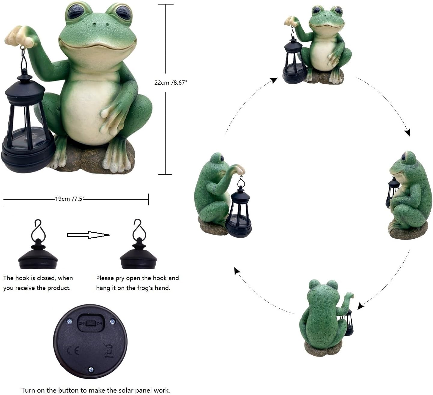Large Frog Garden Statue for Outdoor Decor Solar Powered Sculptures for Yard Patio Cute Animal Statues Housewarming Outdoor Ornaments - Image 5