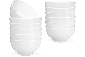 Foraineam Small Soup Bowls - 10 fl. oz. White Porcelain Bowls (Set of 12)