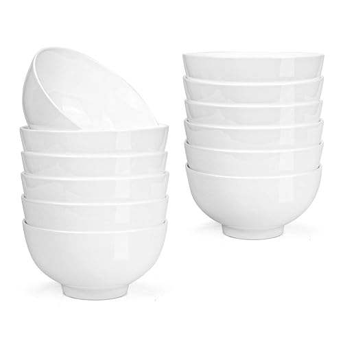 Foraineam 12 Pack 10 Ounces Porcelain Small Bowl Set White