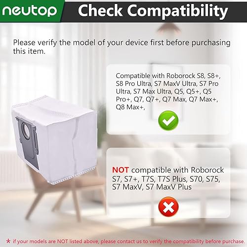 Miniatura 3 de Neutop Filtros de repuesto para bolsas de polvo compatibles con Roborock S7MaxV Ultra, Q5, Q5+, Q7, Q7+, Q7 Max, Q7 Max+, aspiradoras robot, paquete