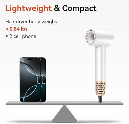 Miniatura 6 de Secador de pelo de alta velocidad  Secador de pelo iónico para mujeres con motor sin escobillas, secado rápido, bajo ruido, secador de pelo, con