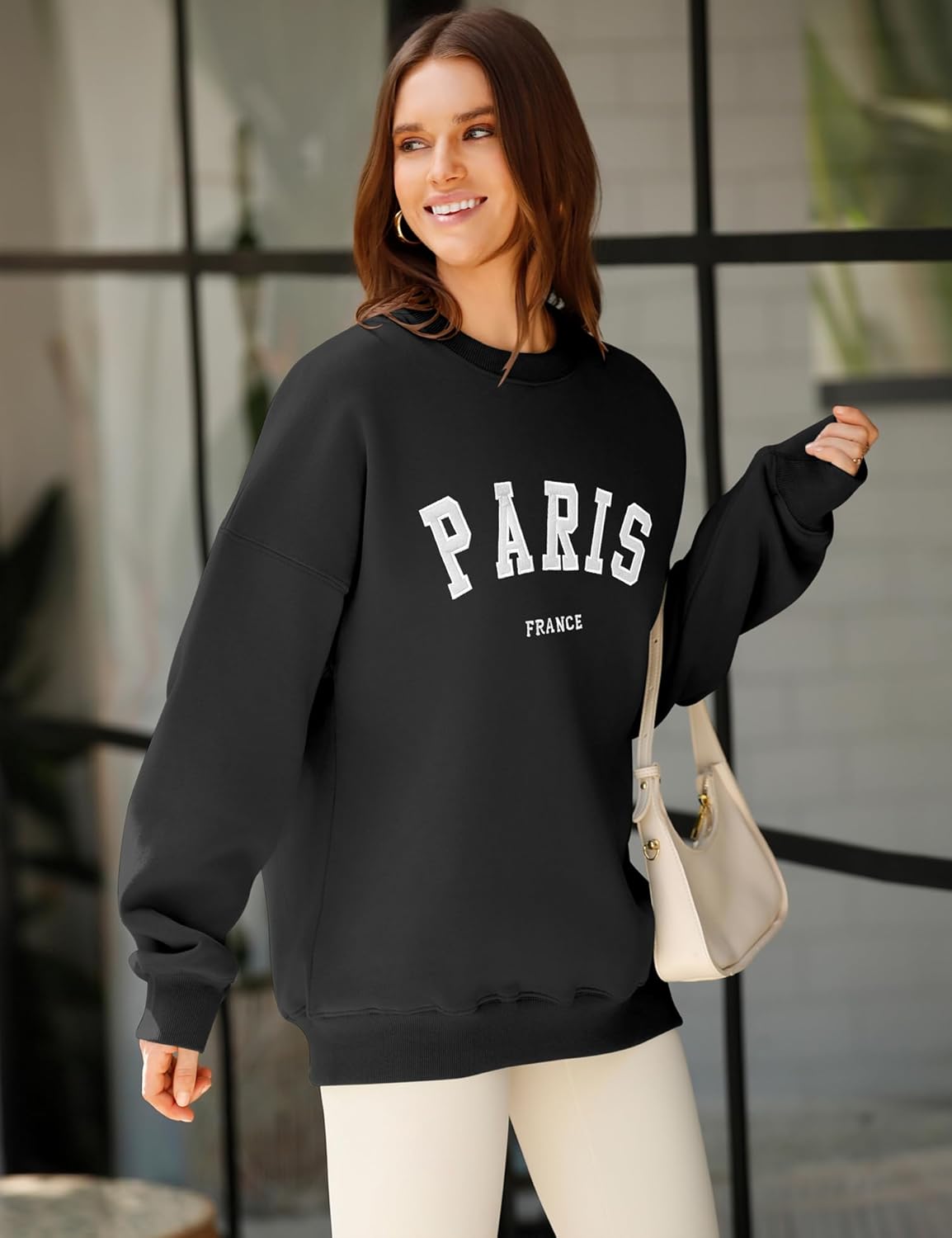 LOMON Oversized Sweatshirt for Women Crewneck Long Sleeve Casual Fleece Tops Graphic Hoodies Pullover Sweater - Image 3