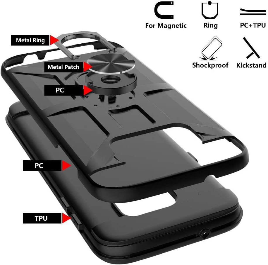 Galaxy S7 Edge Case, S7 Edge Case with HD Screen Protector, Jelly 360 Rotatable Metal Ring Holder Kickstand [Work with Magnetic Car Mount] Heavy Duty Shockproof Case for Galaxy S7 Edge - Black