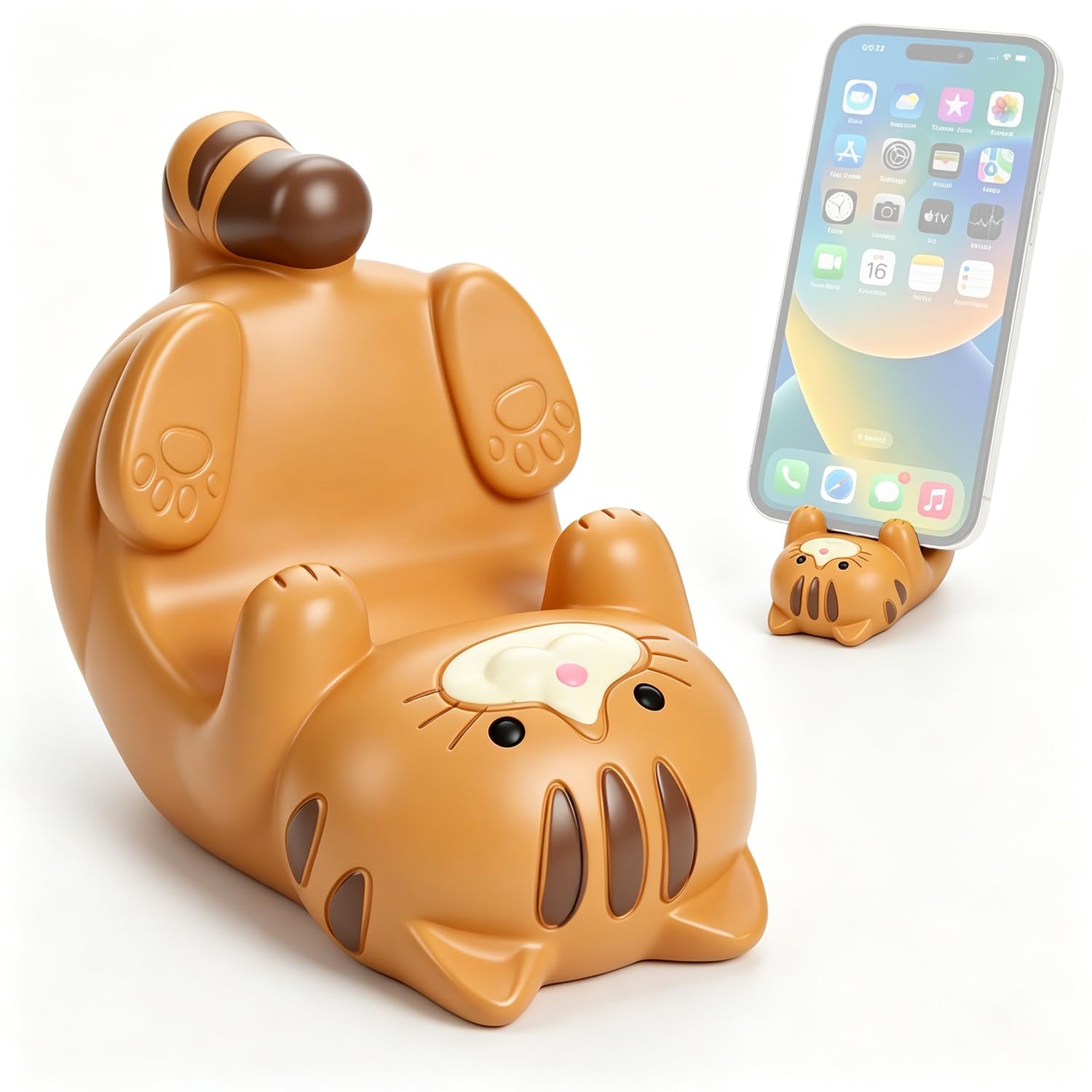 ZORBES® Resin Cat Figurine Phone Stand Holder, Sturdy Design to Hold Smartphones Without Tipping, Cute Mobile Stand for Desk, Gift for Cat Lovers, Desk Decor Accessory-picture-26