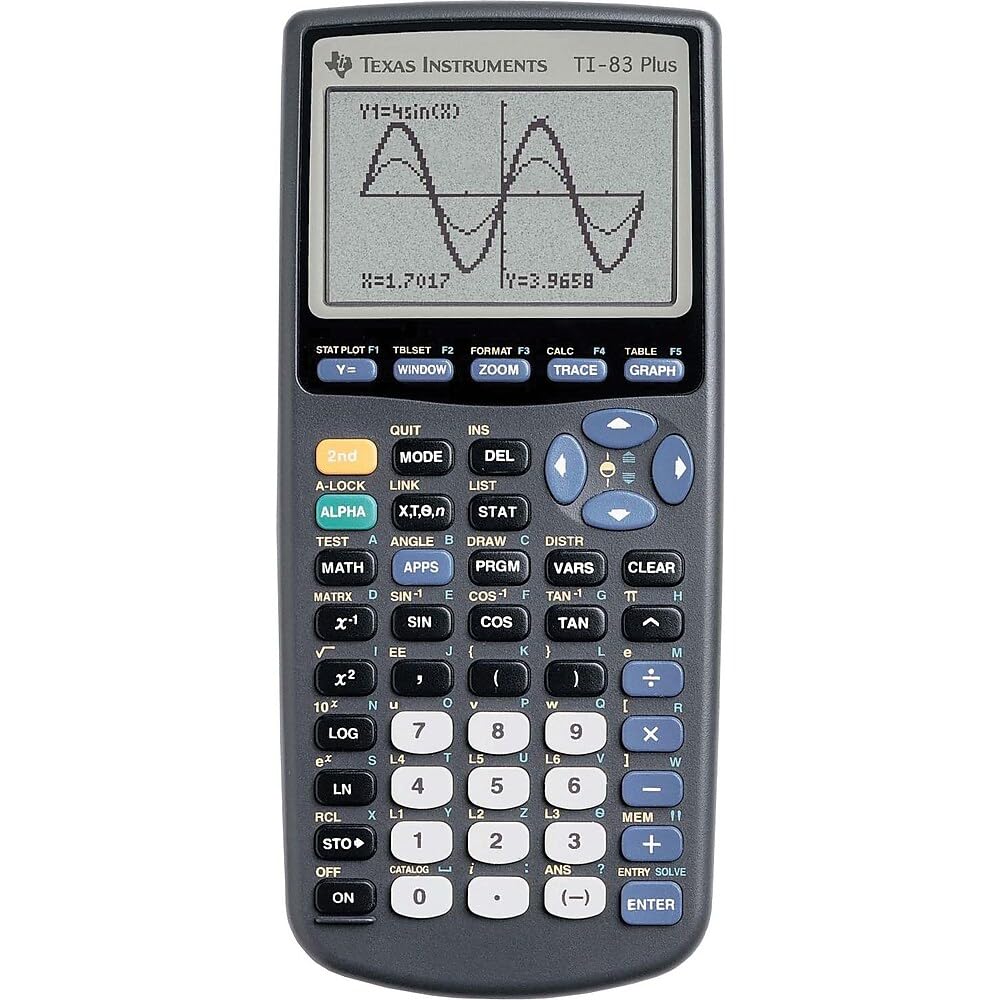 Texas Instruments TI-83 Plus Graphing Calculator, Gray, Standard