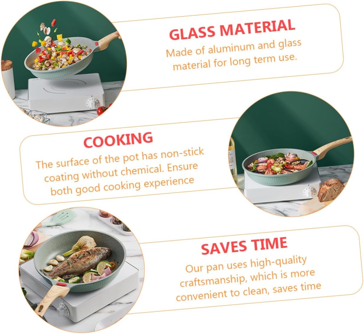 PRETYZOOM Practical Non-stick Cooking Pan Saucepan Lid Versatile Flat Bottom Frying Pan for Induction Cooktops and Breakfast Creations