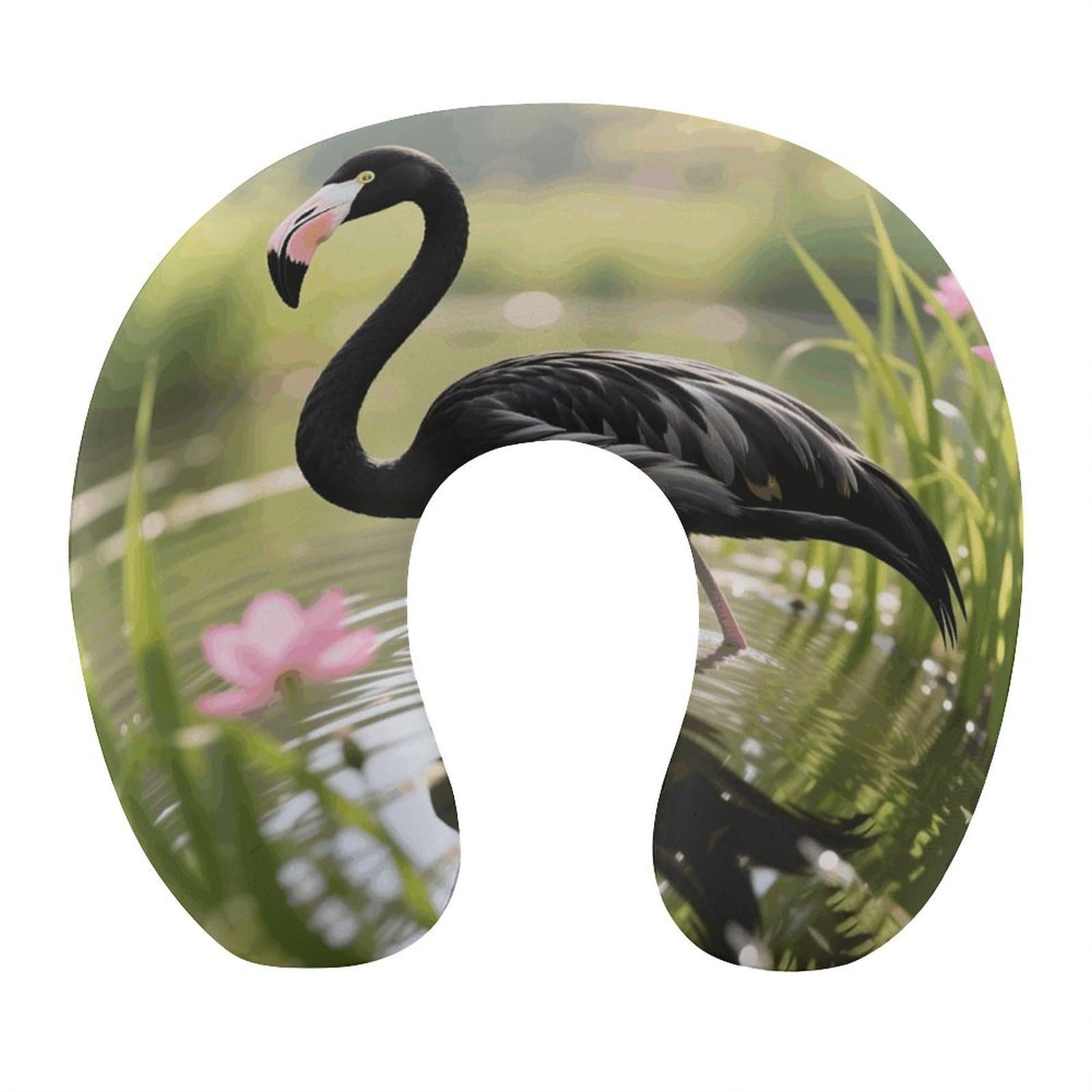 VstaDank Black Flamingo Neck Pillow Soft Comfortable Travel U Shaped Pillows Portable Pillows for Shoulder Memory Foam Head Support Pillow for Airplane Car Home Office