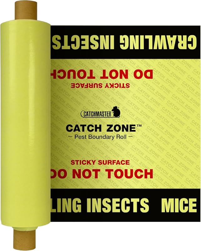 Catch Zone Pest Boundary Roll 1-PK 60FT, Adhesive Mouse Traps Indoor, Spider, Lizard, & Ant Sticky Traps for Crawling Insects, Pest Control Glue Traps for Warehouse, Basement, & Kitchen