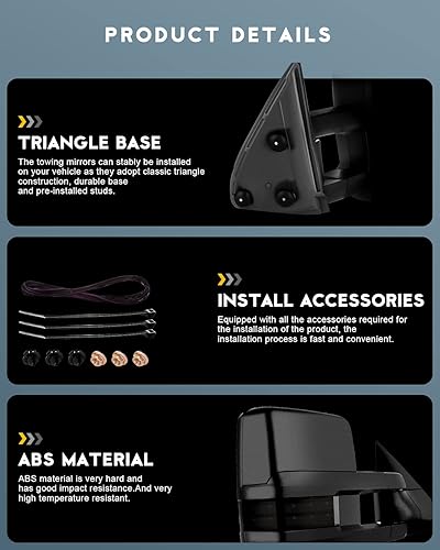 Vista 56 de OCPTY Espejos de remolque para Gmc C2500 1988-2000 para GM 1988-2000 para Chevy para Gmc 1988-2001 para Gmc C/K 1500/2500 Suburban/Yukon 1992-1999