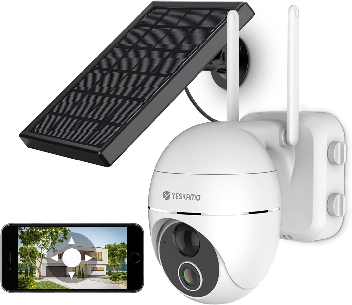 Amazon.co.jp YESKAMO Battery Operated Security Camera, Outdoor, Solar