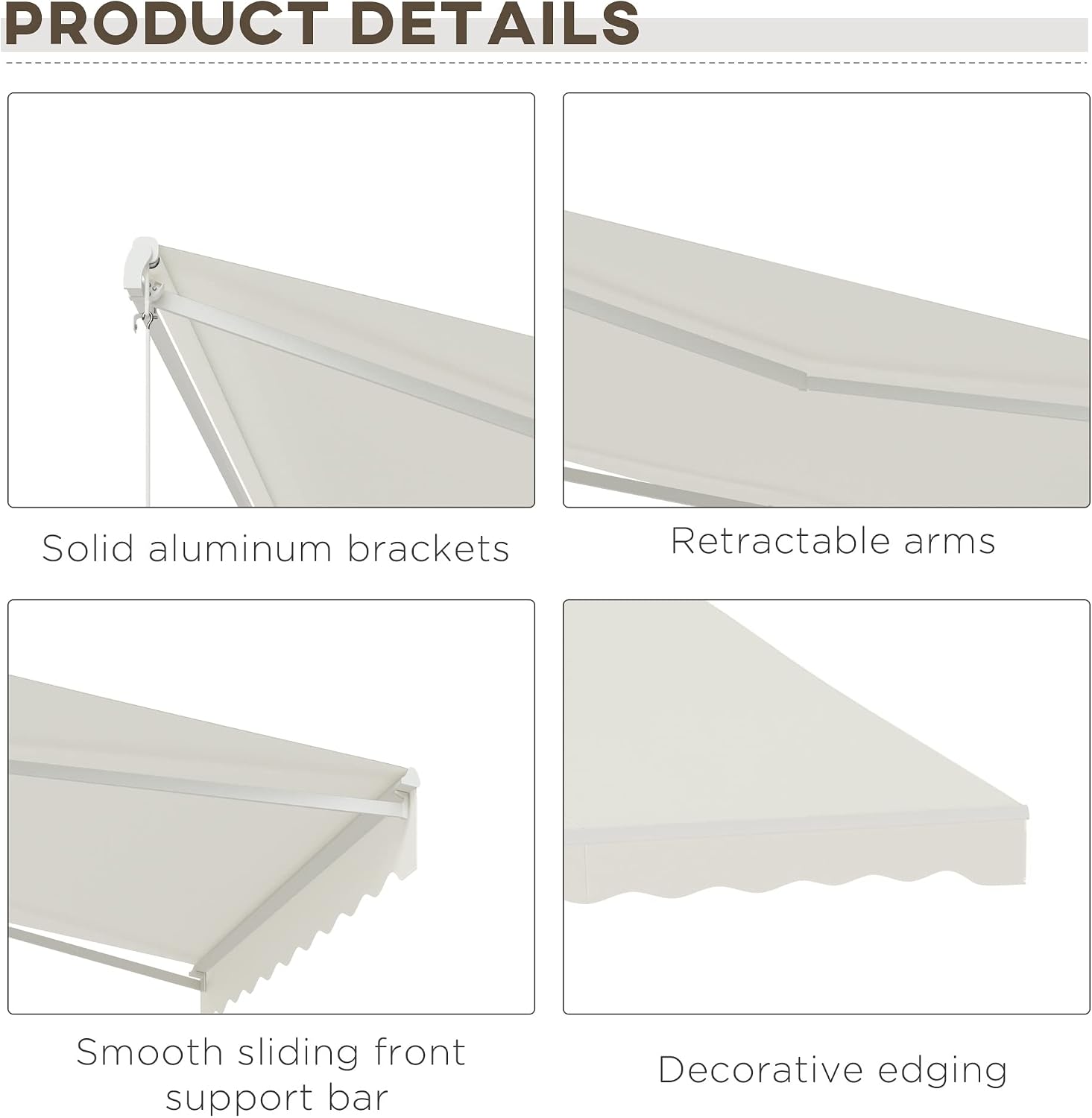Outsunny 12' x 10' Electric Awning, Retractable Awning, UV Protection Sun Shade Shelter with Remote Controller and Manual Crank Handle for Deck, Balcony, Yard, Cream White