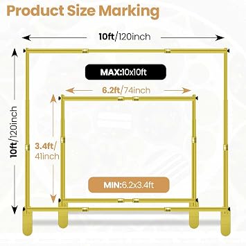 Jiang&Rong 10 x 10ft Heavy Duty Backdrop Stand Kit (Golden)