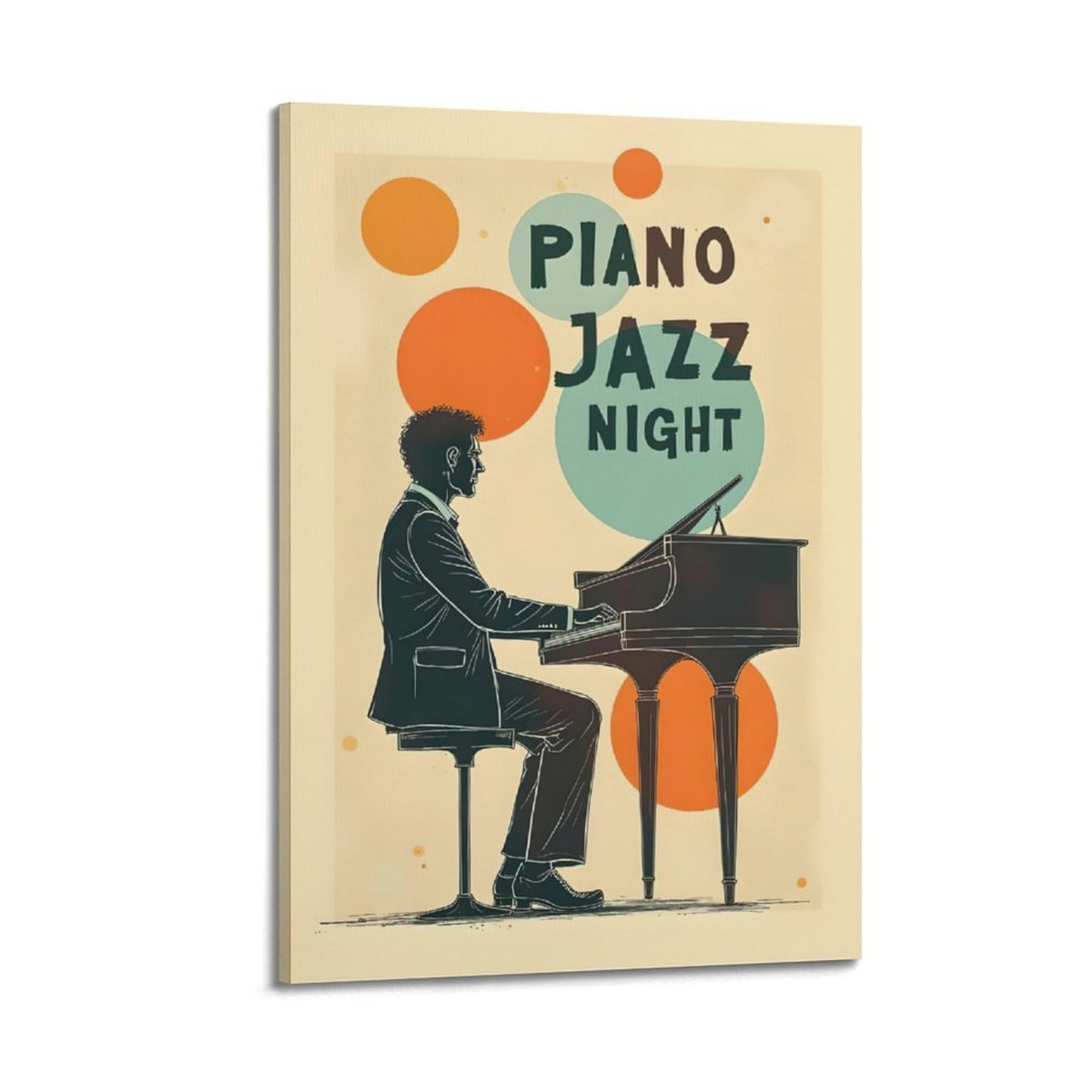ZlXXYZ Poster su tela per decorazione moderna di famiglia e ufficio, motivo: musica pianoforte, musica jazz, 40 x 60 cm, stile cornice