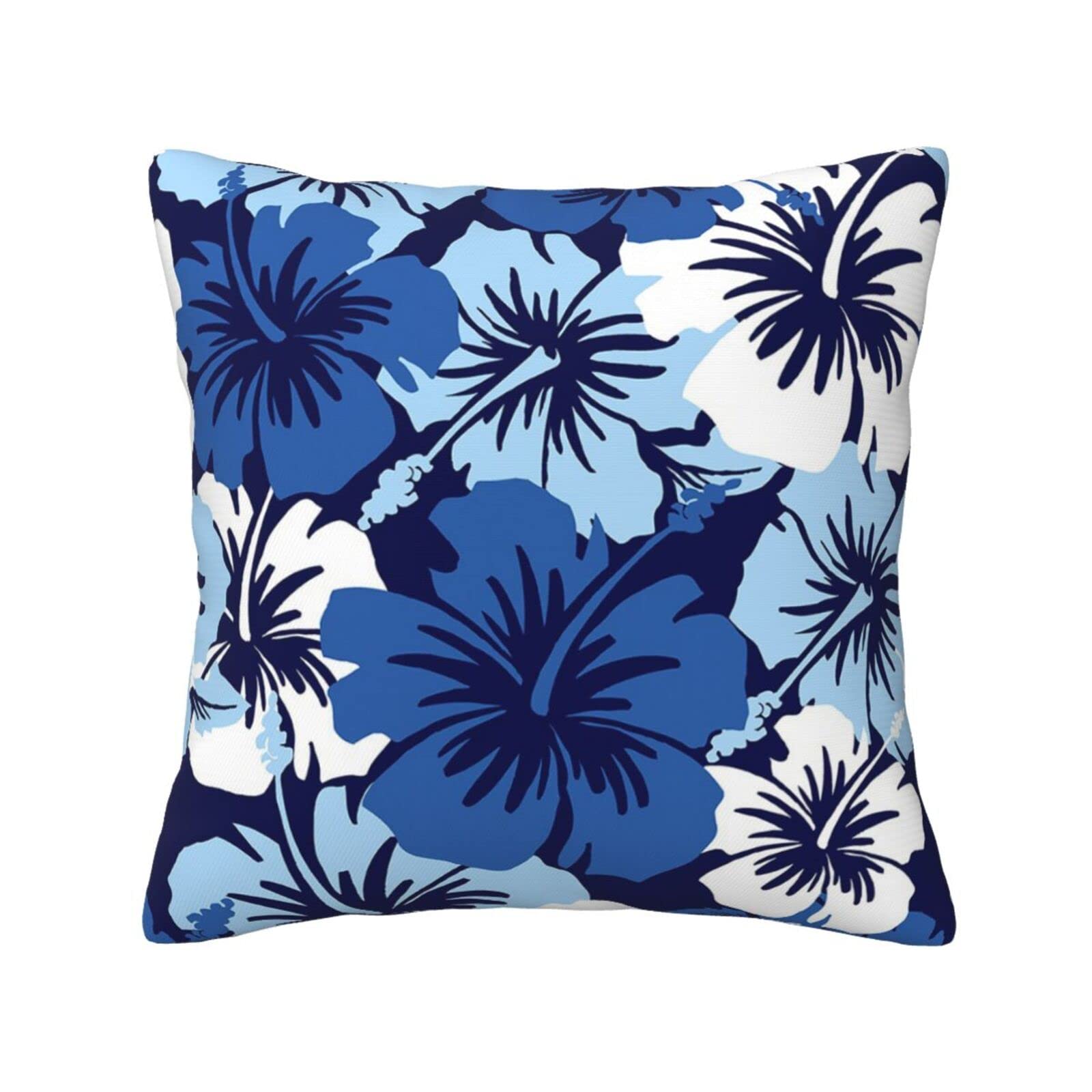 ASEELO Blue Hibiscus Throw Pillow Square Soft Cushion Covers for R Couch, Bed, Sofa, Bench, Chair, 18x18 Inch