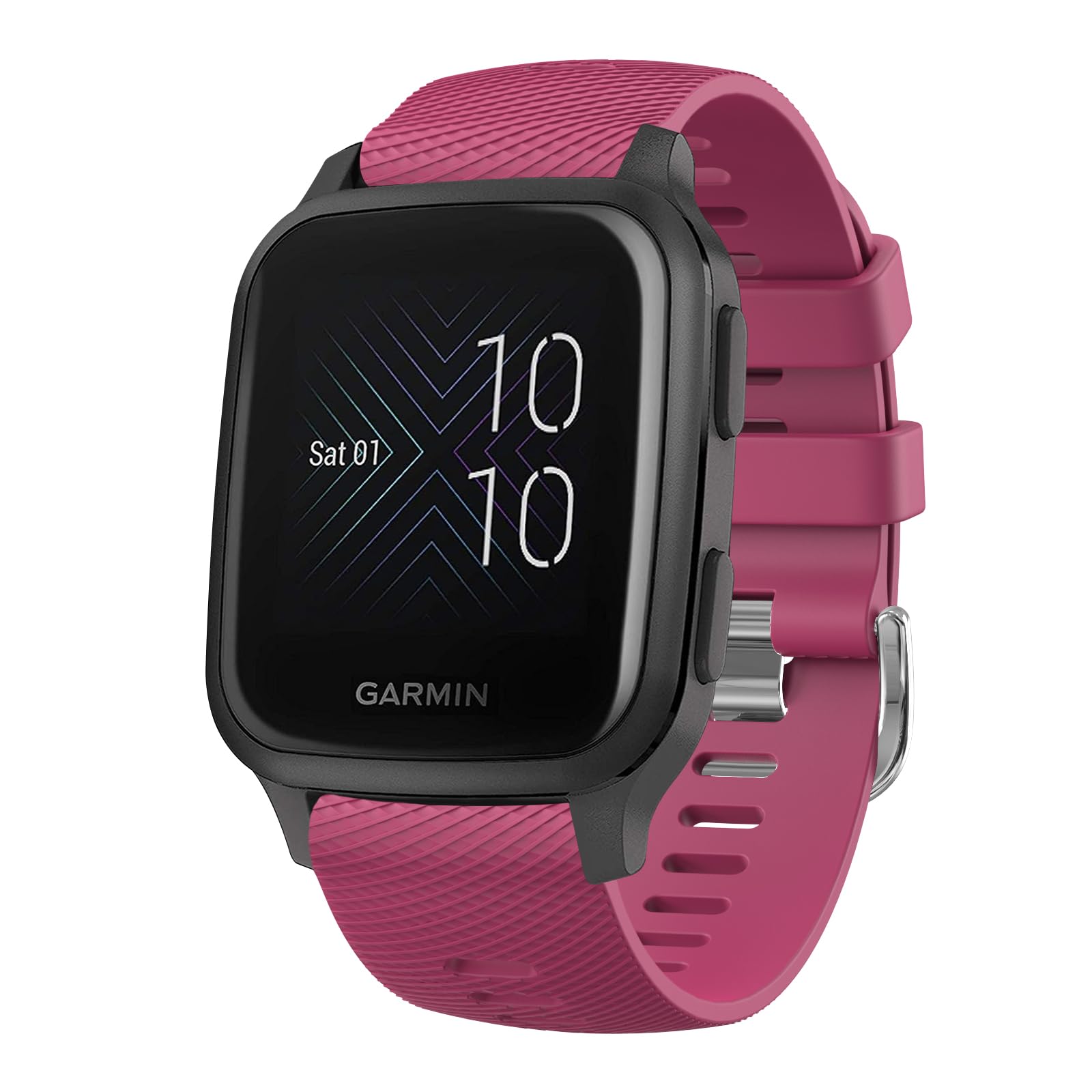 Strap for Garmin Venu Sq 2/Venu 2 Plus/Venu/Vivoactive 3/3 Music Strap, 20mmAdjustable Soft Silicone Band for Forerunner 55/645/245 (Wine red) — image 1