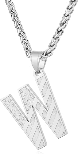 Laeclily Initial Necklace for Men Stainless Steel Pendent Chain Personalized W L