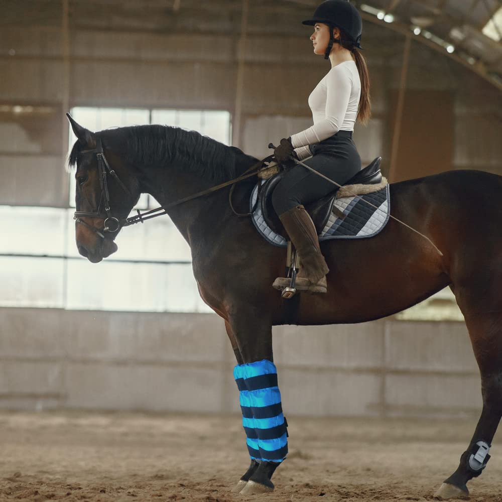 Horse Ice Boots - Reusable Gel Ice Pack for Horses | Cooling Leg Wraps for Hock, Knee, Ankle & Hooves | Horse Supplies & Care Gift Ideas - 1 Pair,: Blue