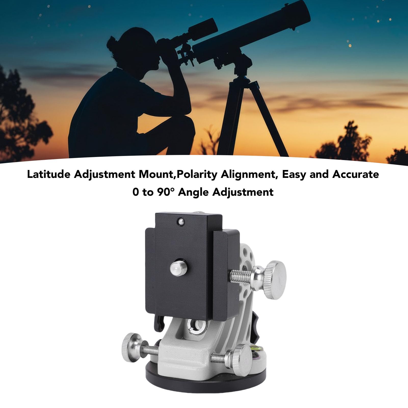 Sxhlseller Podstawa do Montażu Teleskopu Latitude, Siedzisko ze Stopu Aluminium z regulacją Szerokości Geograficznej dla Akcesoriów do Teleskopu Astronomicznego, Regulowane Siedzisko z (czarny i