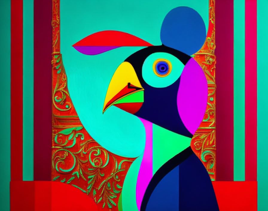 Toile oiseau abstrait SERENDIPITP 58 x 90 cm art mural haut de gamme