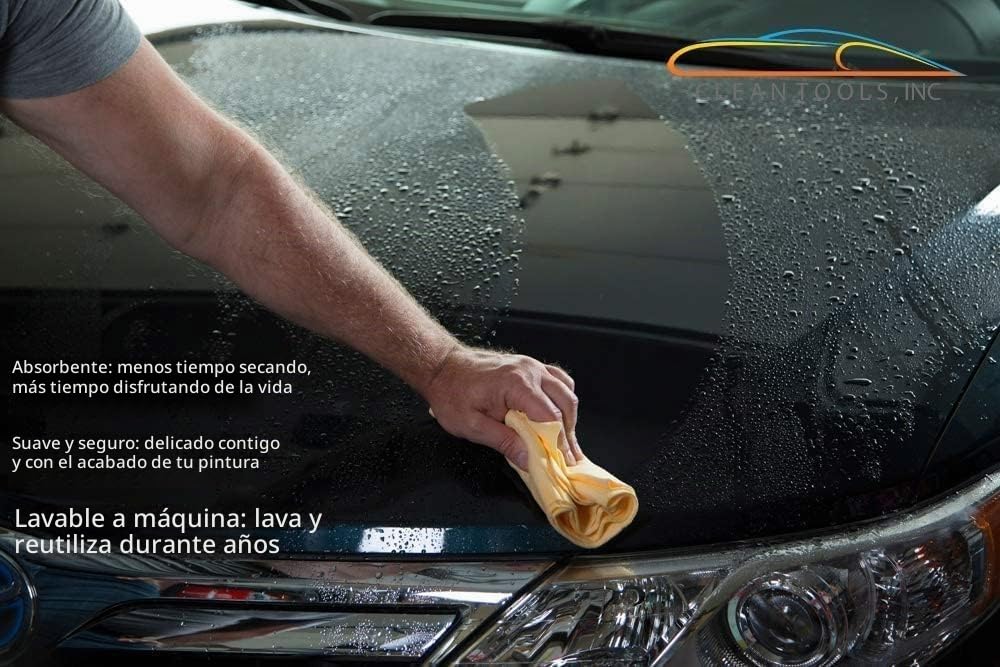 Clean Tools The Absorber - Gamuza sintética de Secado prémium para Coche: súper Absorbente, sin arañazos y Lavable, 68,8 x 43,2 cm, Natural, Grande (PN: 14943-149)