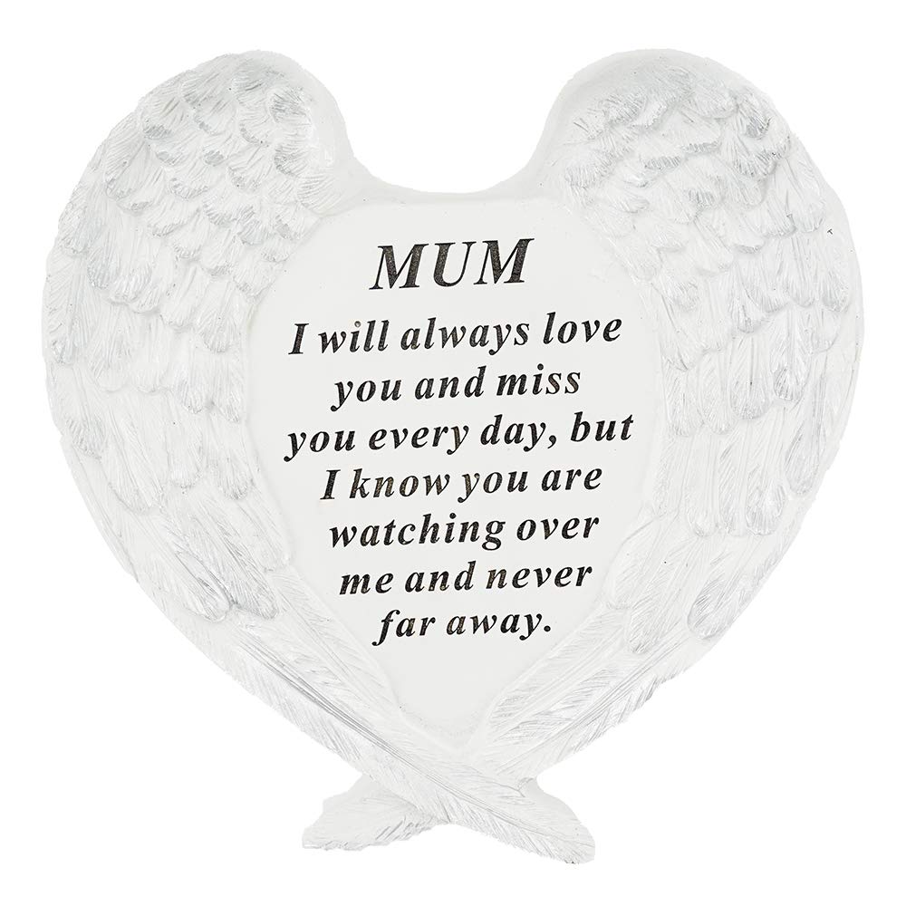 Mum Guardian Angel Heart Wings Graveside Memorial Plaque Ornament