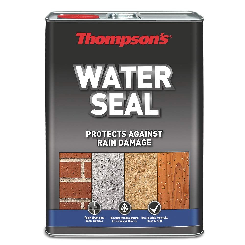 Thompsons Water Seal 5L | Clear Silicone Waterproofer & Masonry Sealer | Protects Decking, Brick, Concrete, Stone & Paving | Stops Freeze-Thaw Damage | Damp Surface Formula | Fast Drying