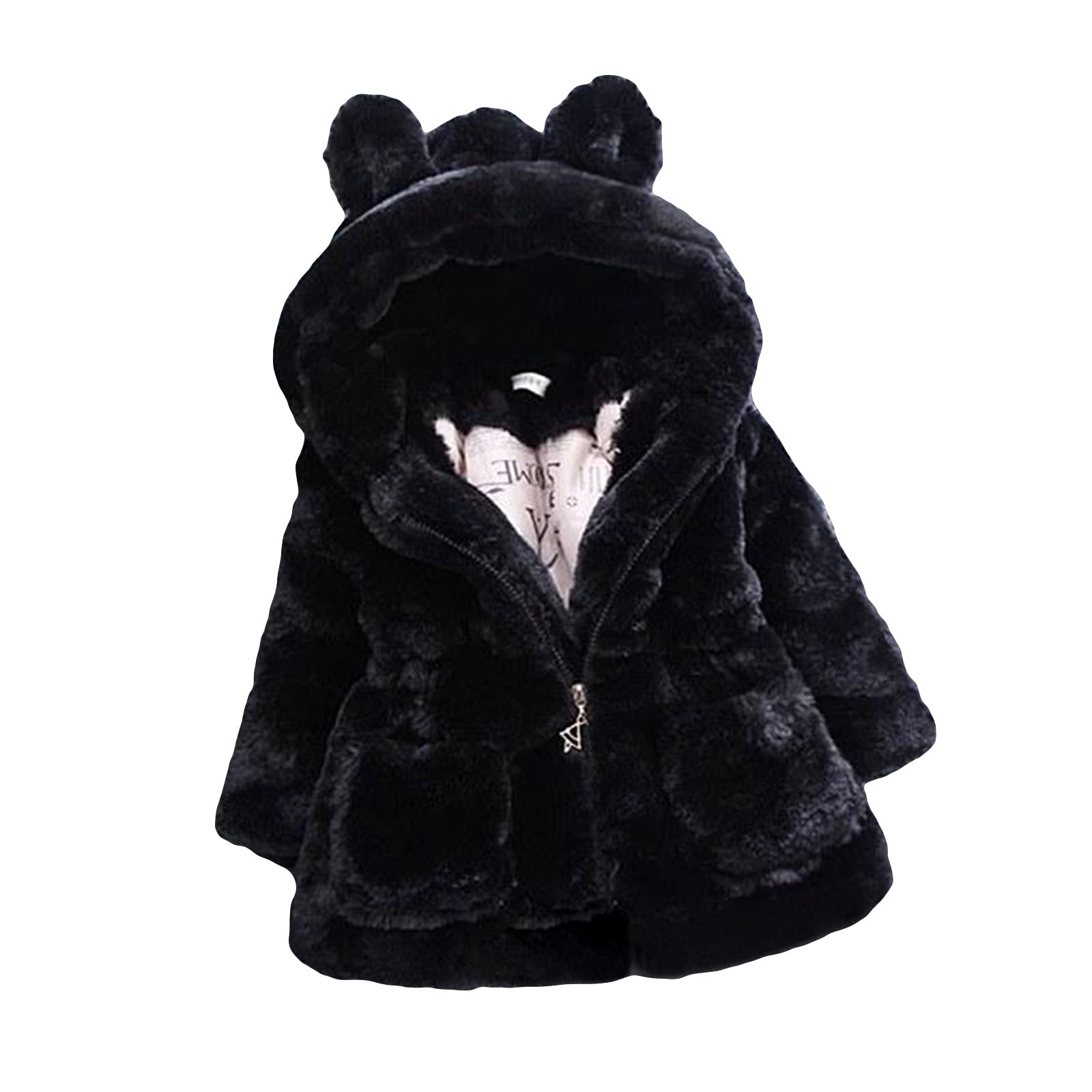 Manteau Fille Garcon Fausse Fourrure à Capuche Cartoon Mignon à La Mode Hiver Chaud éPais Hooded Oerille de Lapin Enfant Bébé Fille Mode Hiver Zippé Blouson 12 Mois - 6 Ans