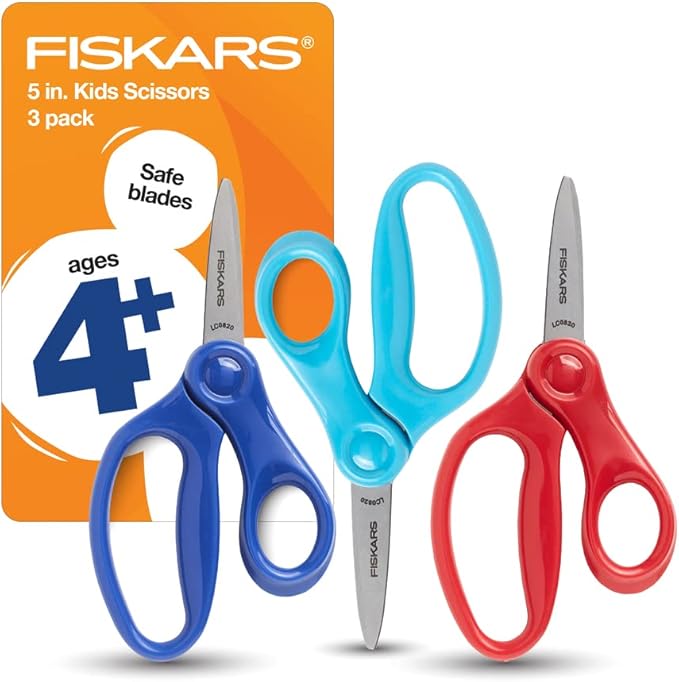 Fiskars 5" PointedTip Scissors for Kids 47 (3Pack