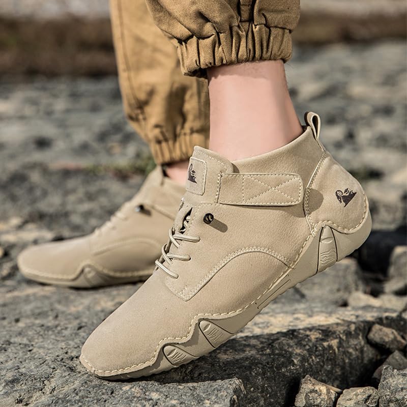 Men's Casual Italian Handmade High Top High Boots Slip-ons Suede Leather Driving Chukka Booties Outdoor Non-Slip Breathable Dress Shoes4