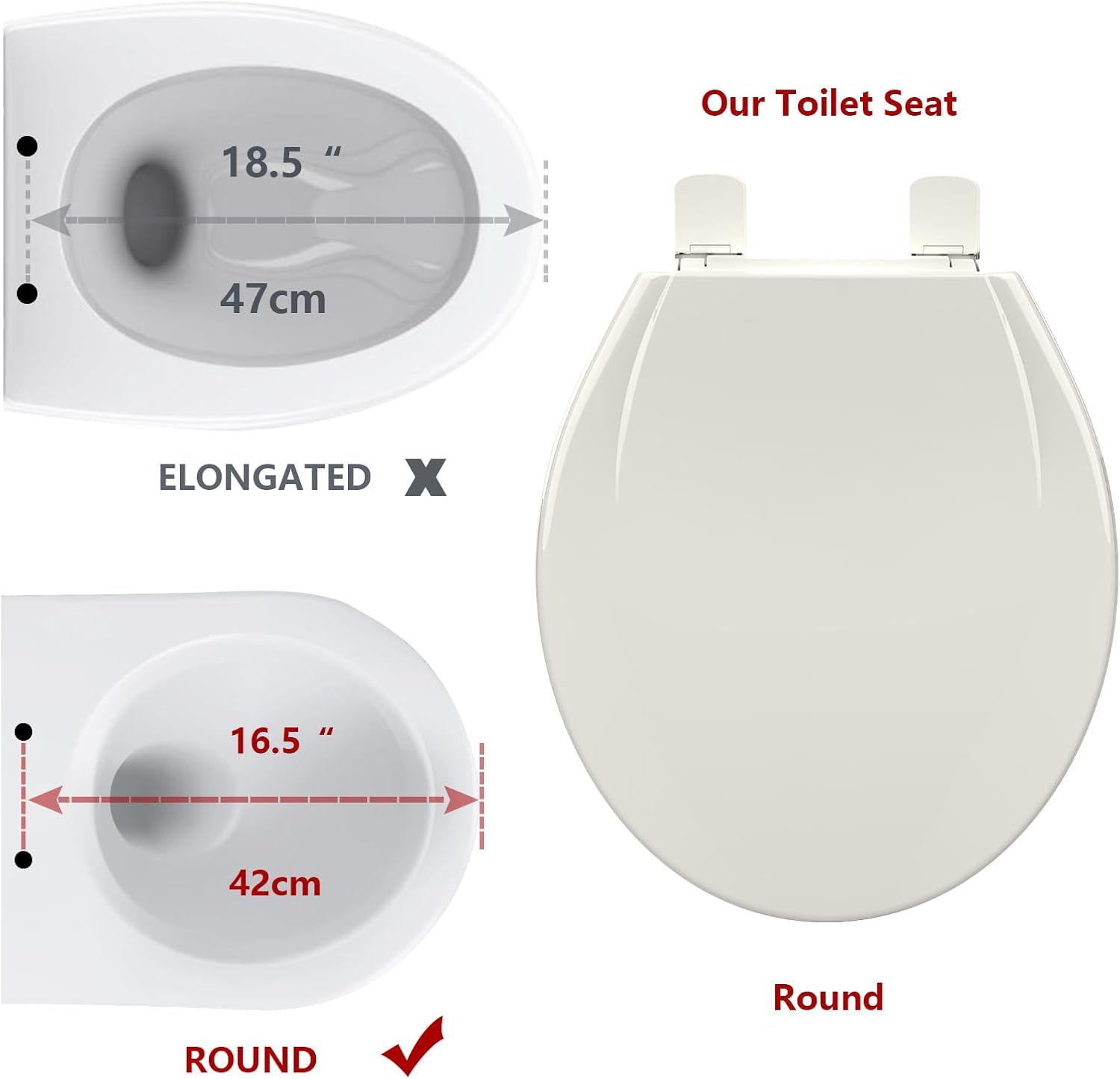 Round Toilet Seats with Toddler Seat Built In, Potty Training Toilet Seat Round Fits Both Adult and Child，with Slow Close and Magnets,Safe PP Material Easy Clean,Biscuit