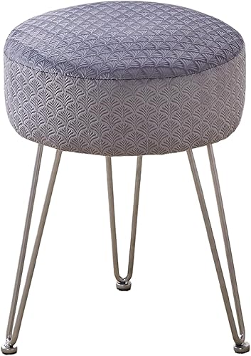 Miniatura 5 de Cpintltr Taburete de tocador, taburetes otomanos de terciopelo, banco otomano redondo, taburete moderno, taburete pequeño, taburete auxiliar con