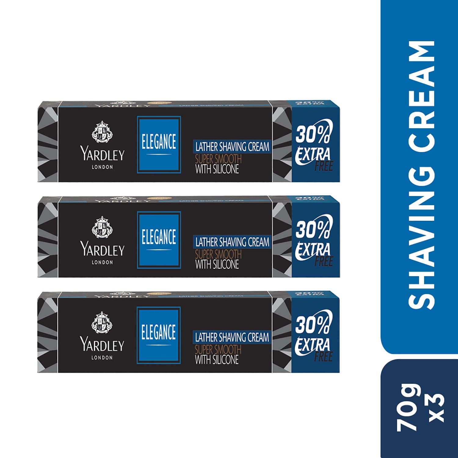 Yardley London Elegance Super Smooth Lather Shaving Cream With Silicone|Daily Beard Shaving Cream For Men|Pack Of 3 (91Gm Each)